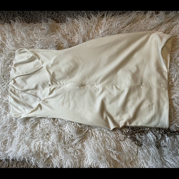 COPY - White Rhinestone Fringed Mini Dress - Picture 3 of 4